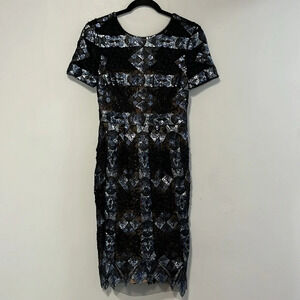 BCBGMAXAZRIA 'Samara' Sequin Lace Sheath Dress size 2
